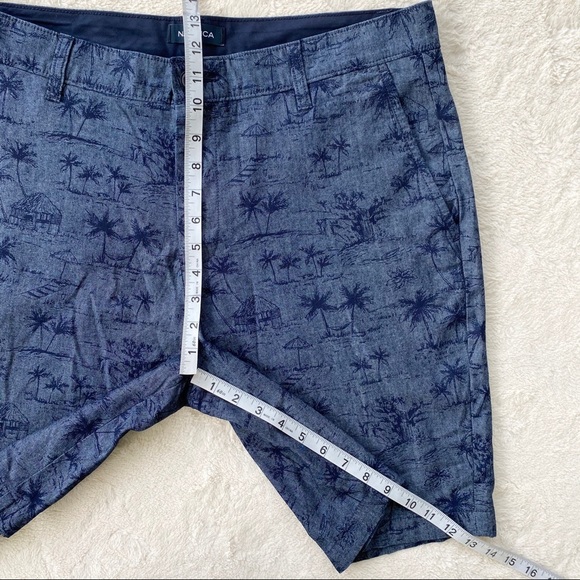 Nautica blue palm tree tiki hut flat front shorts - Picture 4 of 6